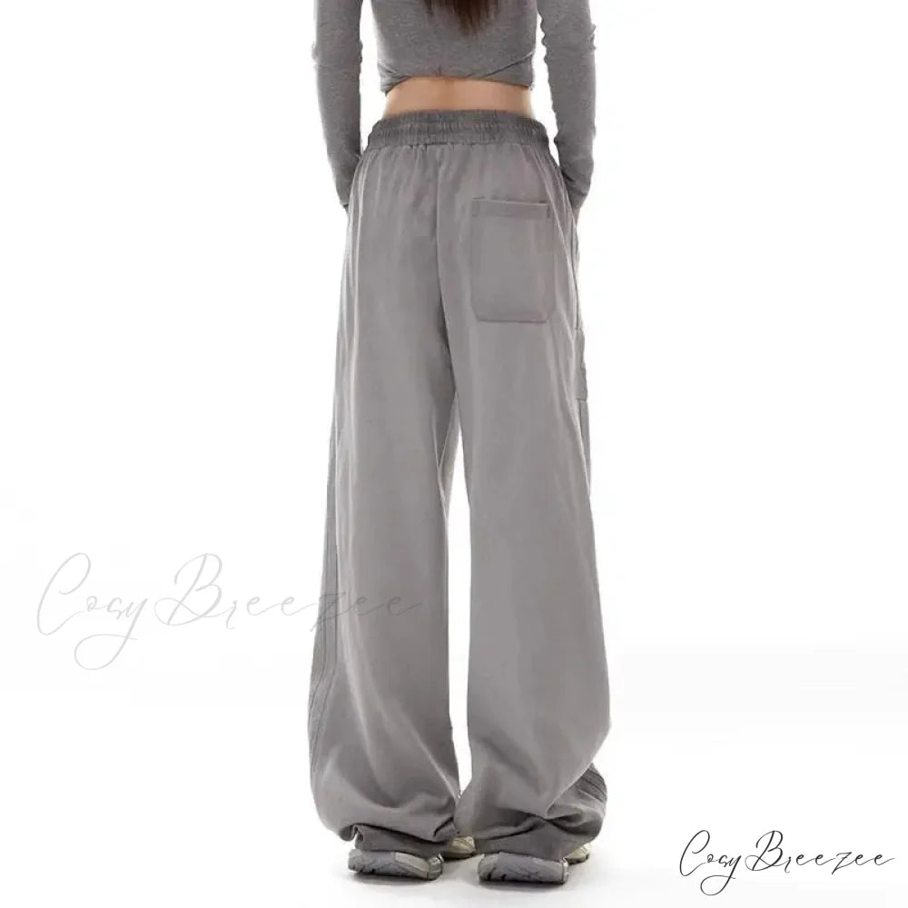 Gray Stripe Motion Relaxed Pants pants-241228