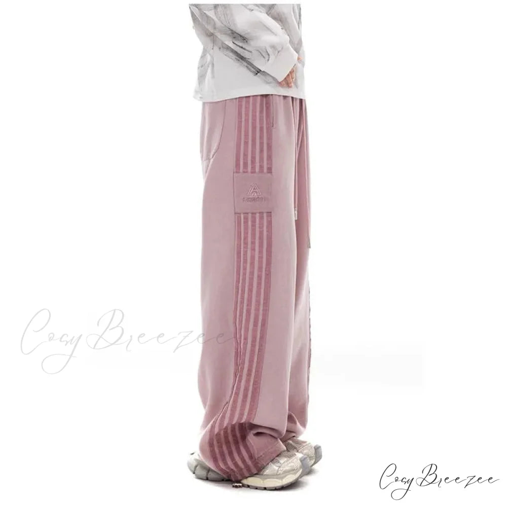 Gray Stripe Motion Relaxed Pants pants-241228