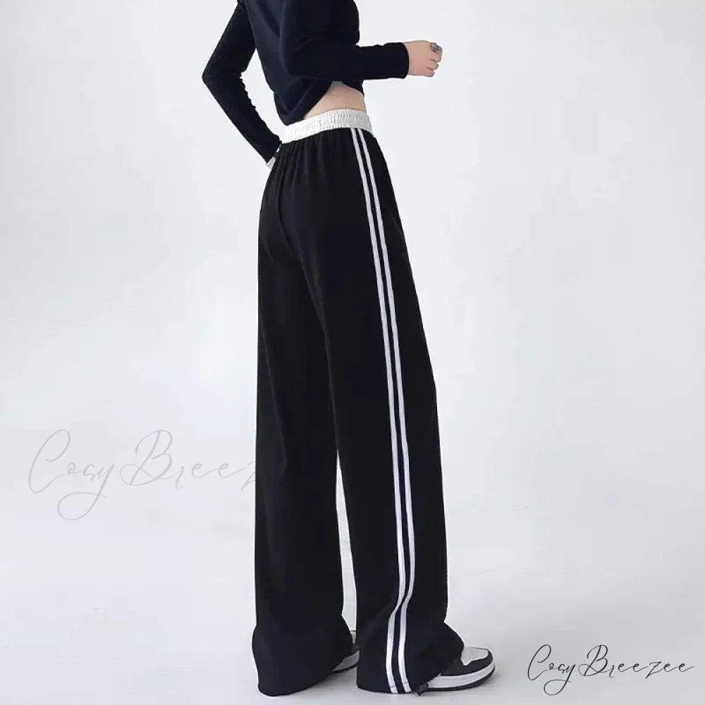 Gray Striped Casual Sweatpants Pants pants-241228