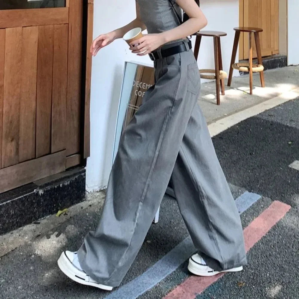 Gray Vintage Y2K Women Suit Pants pants-241228