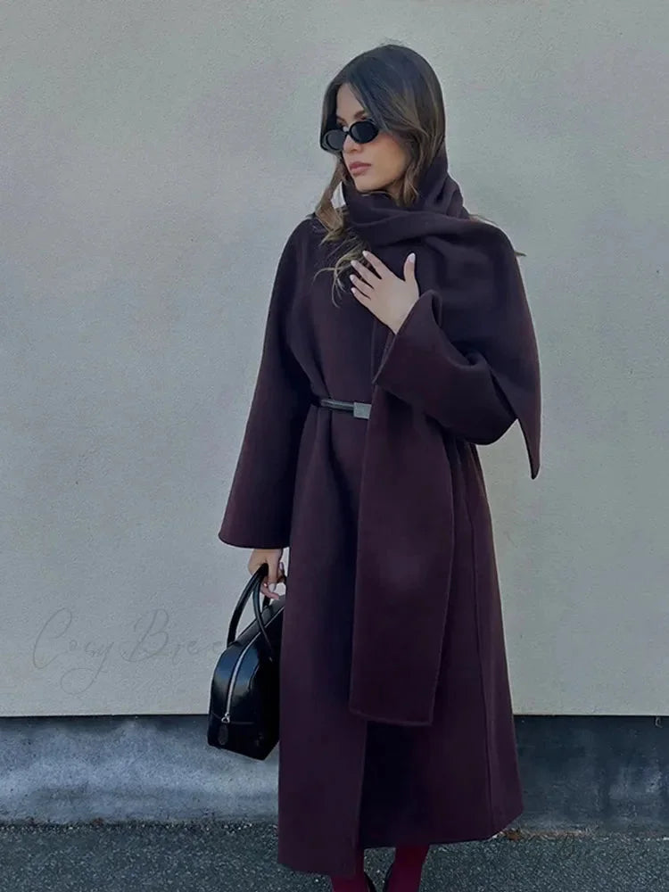 Gray Woolen Turn-Down Collar Coat overcoats-241228
