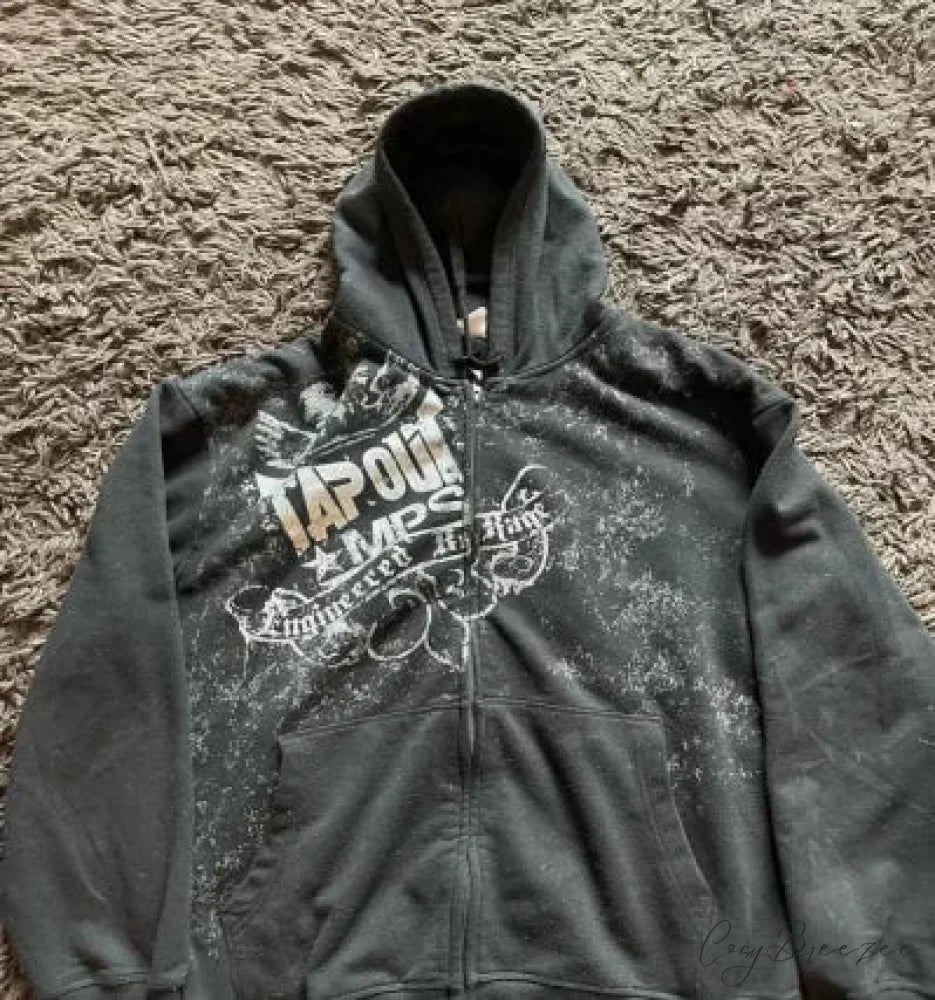 Grunge Zip-Up Sweatshirt black 5 / M hoodies-241228