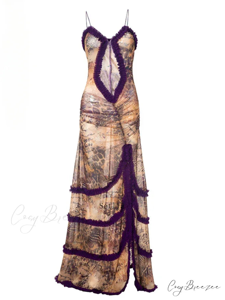 Halter Backless Split Maxi Dress