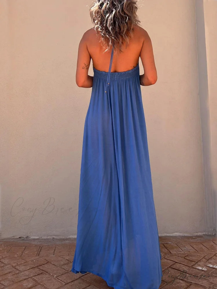 Halter Neck Casual Charming Resort Maxi Dress