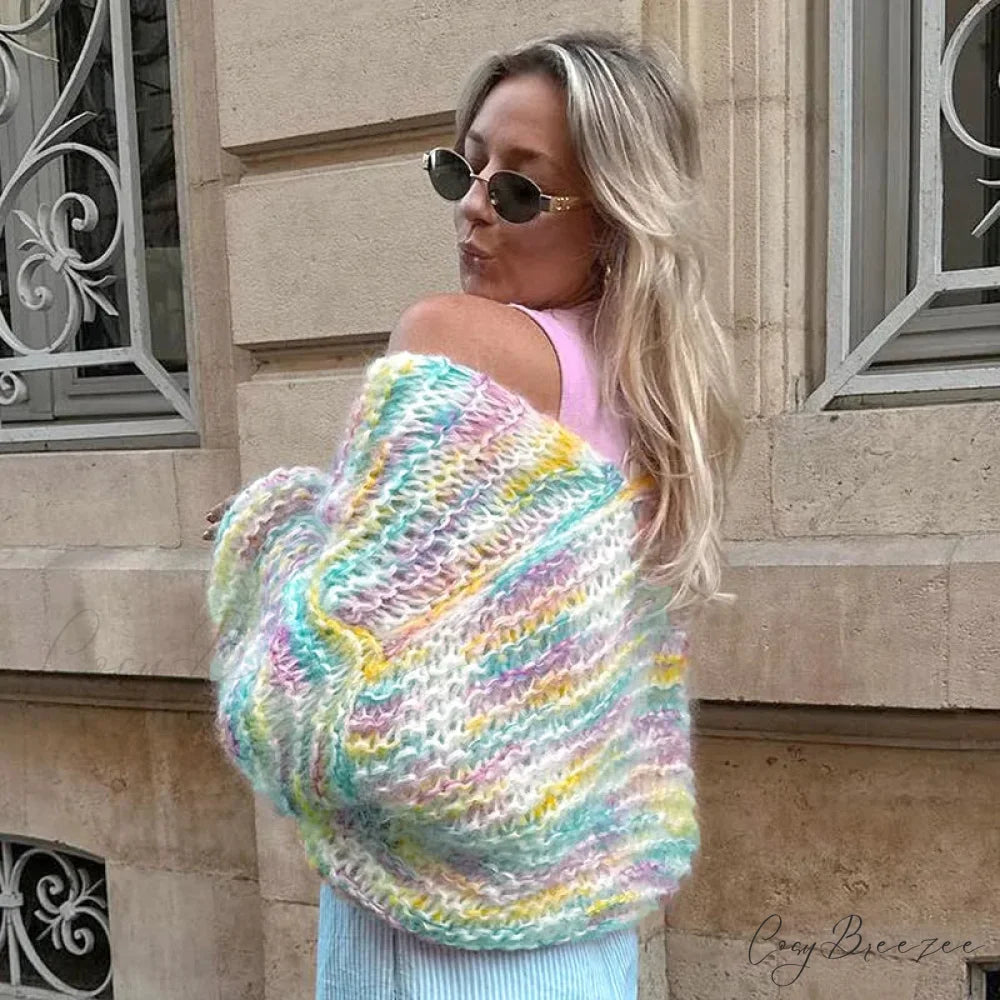 Handmade 3D Flower Crochet Cardigan cardigans-241228