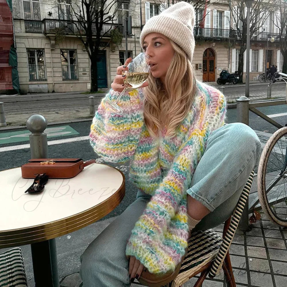 Handmade 3D Flower Crochet Cardigan cardigans-241228