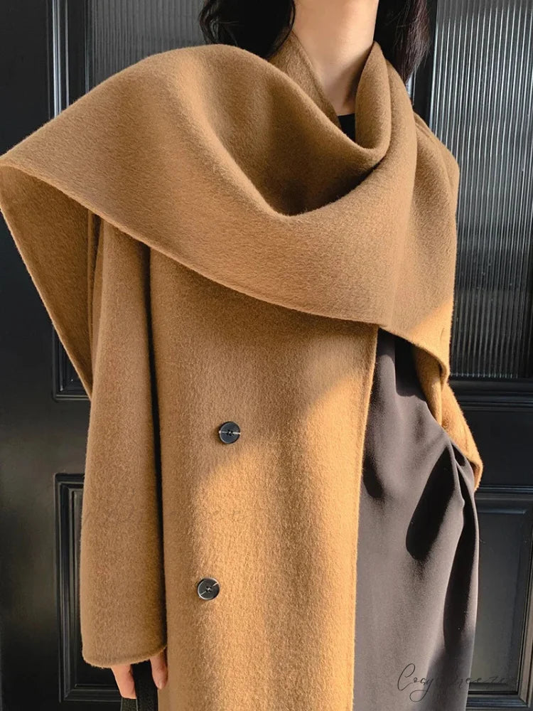 Handmade Cashmere Wool Belted Coat brown / XXS overcoats-241228