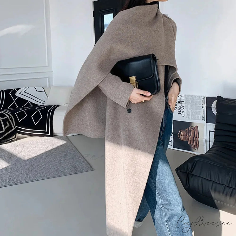 Handmade Cashmere Wool Belted Coat grey / XXS overcoats-241228