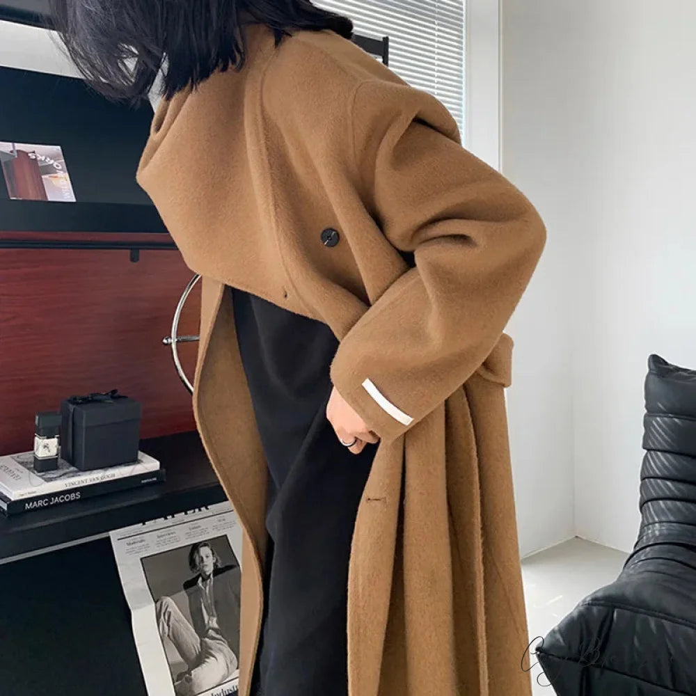 Handmade Cashmere Wool Belted Coat overcoats-241228