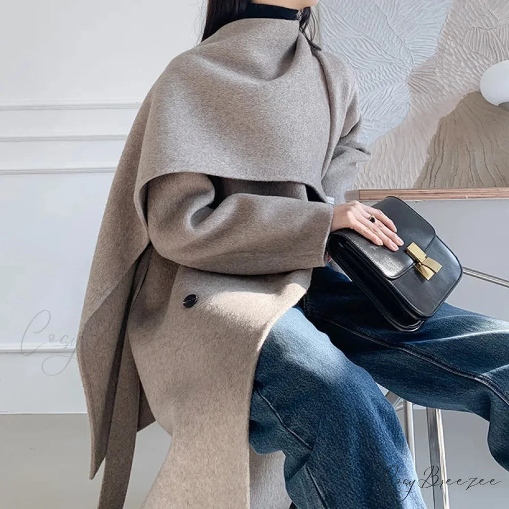 Handmade Cashmere Wool Belted Coat overcoats-241228