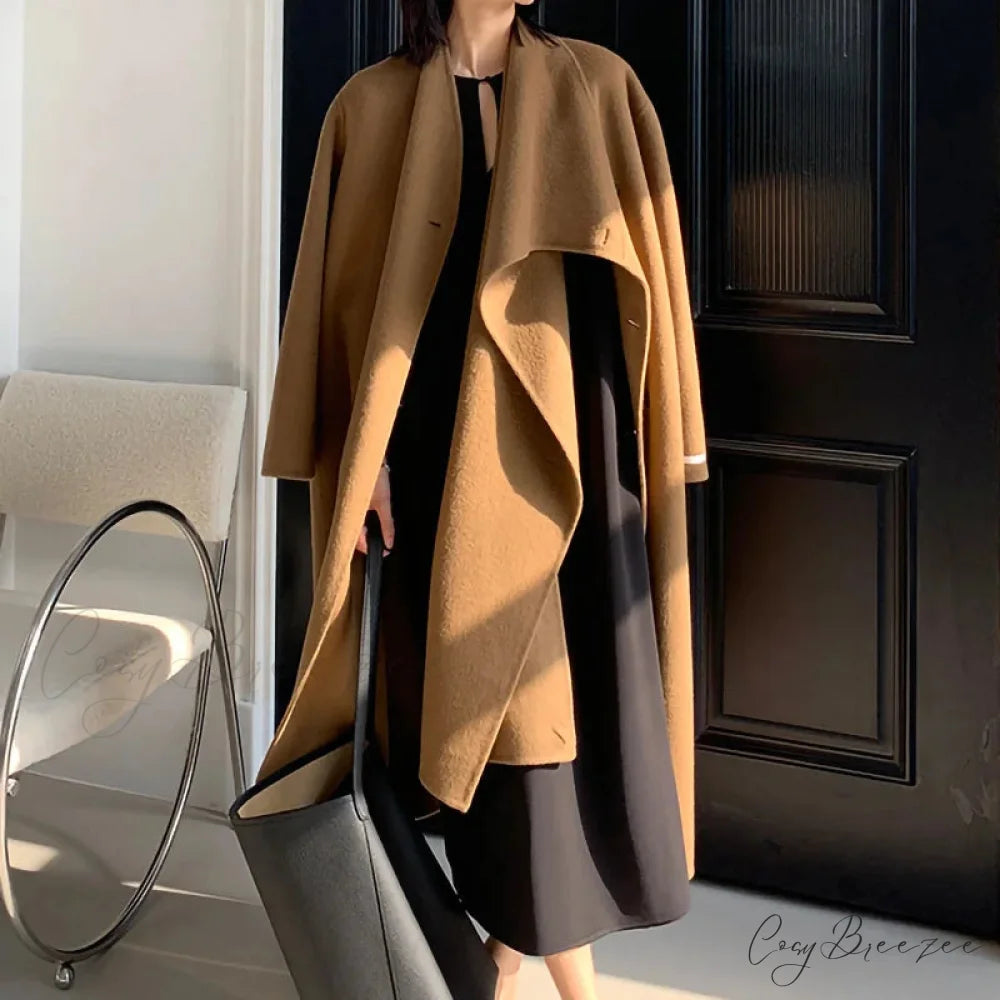 Handmade Cashmere Wool Belted Coat overcoats-241228