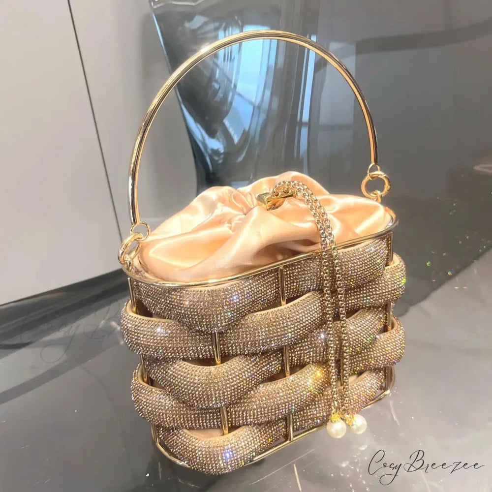 Handmade Rhinestone Crystal Clutch Bucket Bag clutchbag-250126
