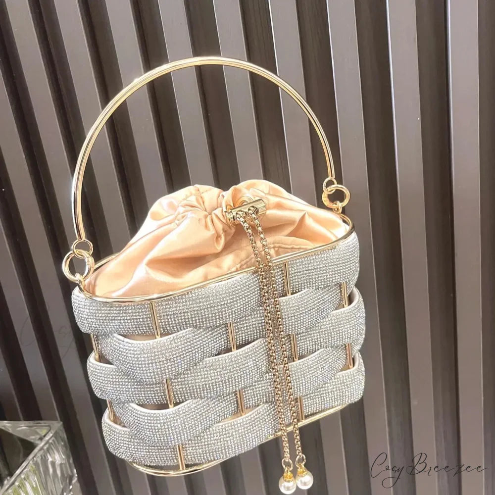 Handmade Rhinestone Crystal Clutch Bucket Bag clutchbag-250126