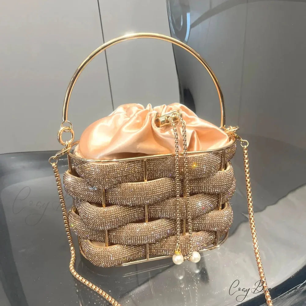 Handmade Rhinestone Crystal Clutch Bucket Bag clutchbag-250126