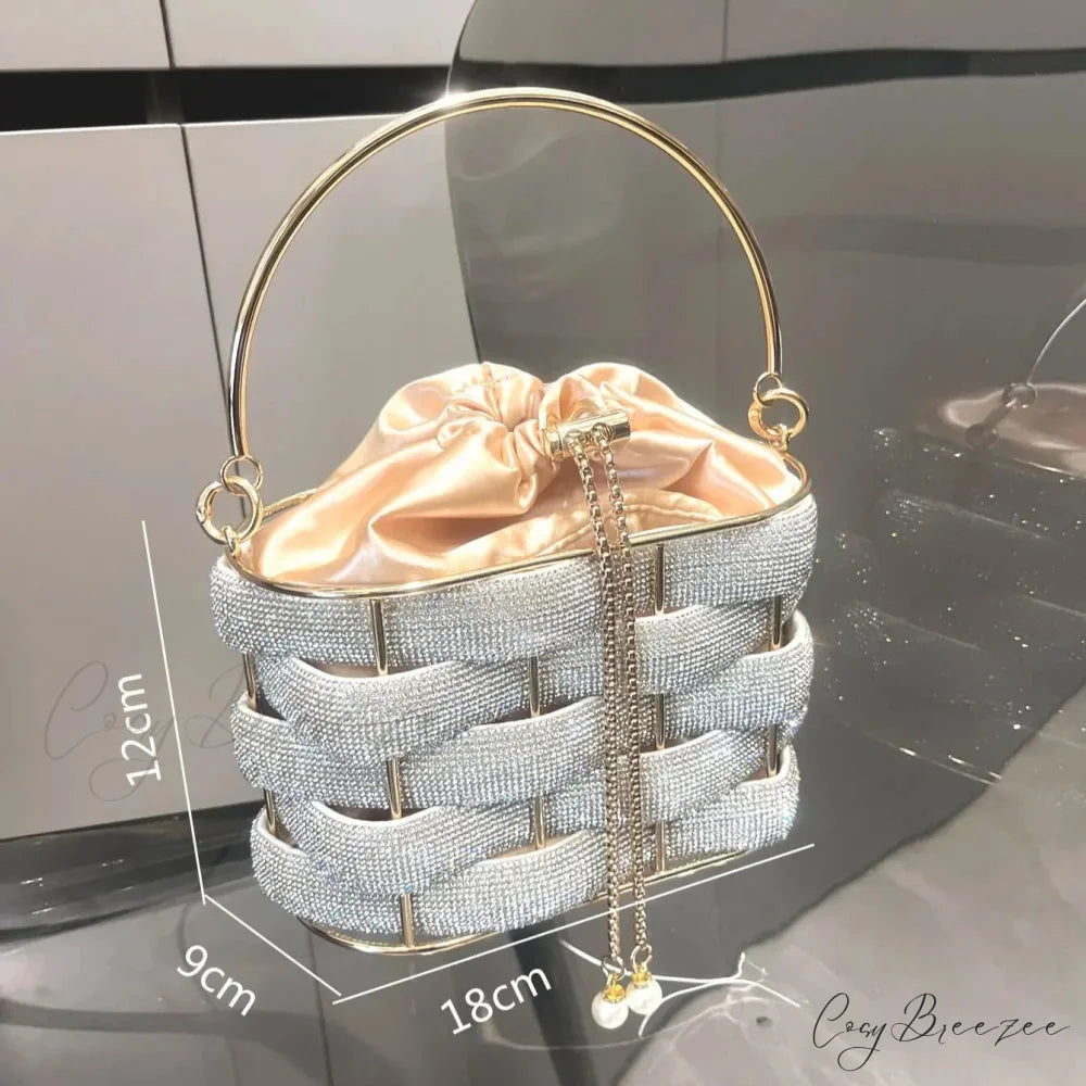 Handmade Rhinestone Crystal Clutch Bucket Bag clutchbag-250126