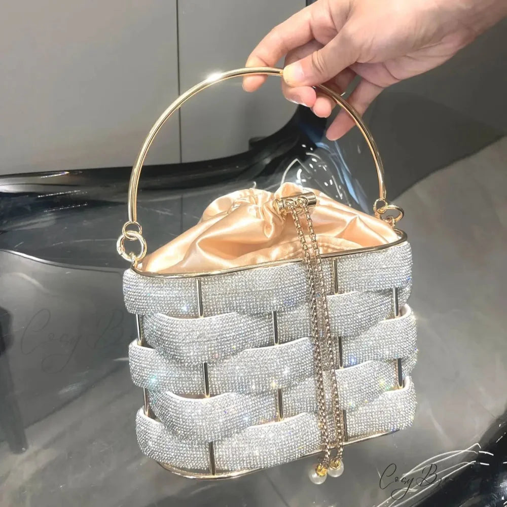 Handmade Rhinestone Crystal Clutch Bucket Bag clutchbag-250126