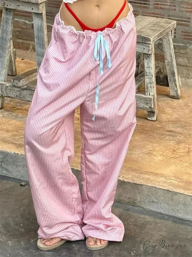 Harajuku Loose Spacious Elevated-Waist Dance Pant Pink / S pant-250223