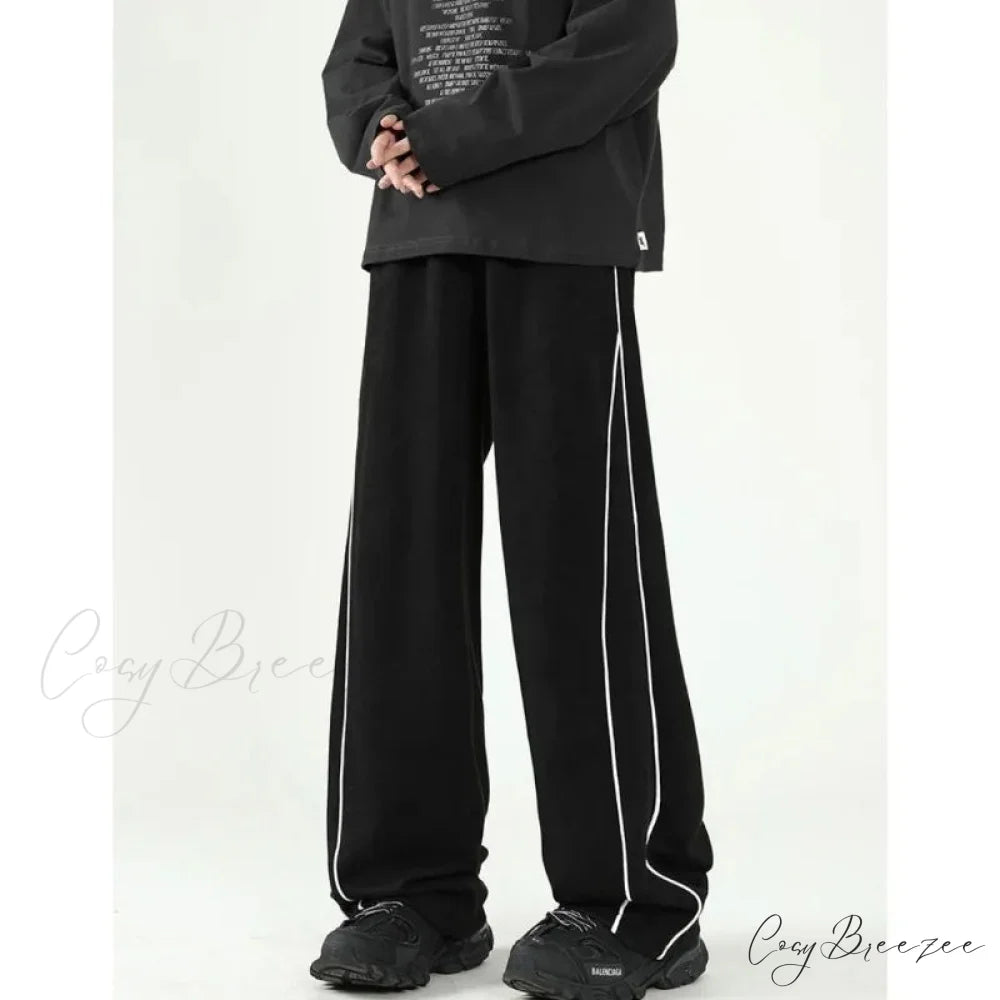 Harajuku Stripe Sweatpants Oversized Pants Black / M pants-241228