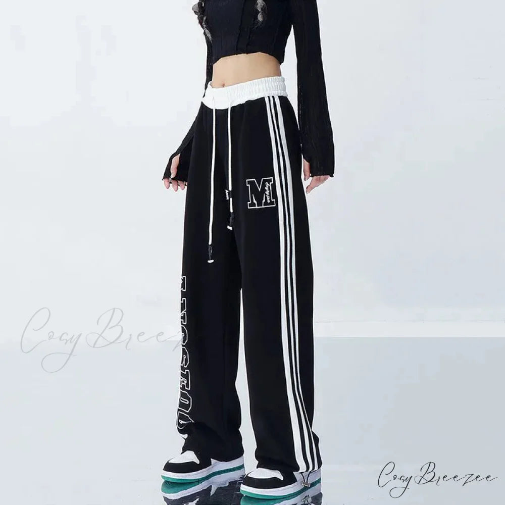 Harajuku Striped Jogging Pants pants-241228