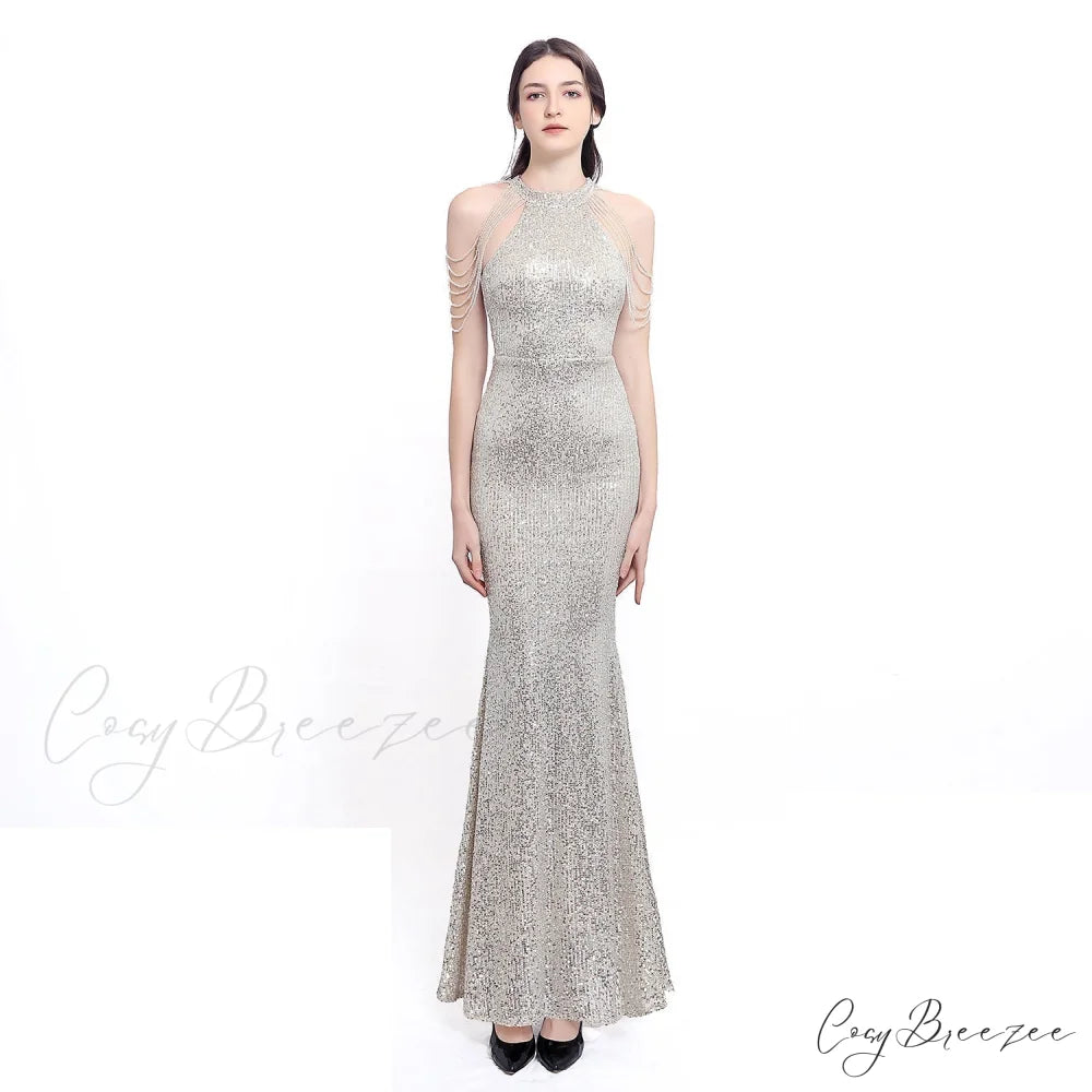 Harper formal Stylish sequin halterneck dress XILVER / XS