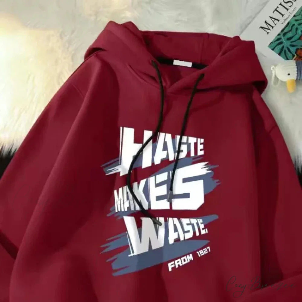 Haste Makes Waste Letter Hoodie hoodies-241228
