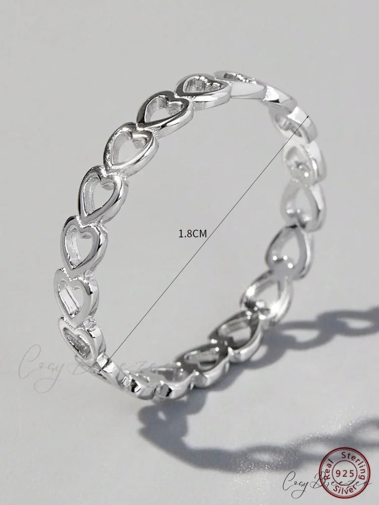 Heart Design Silver Wedding Band Ring