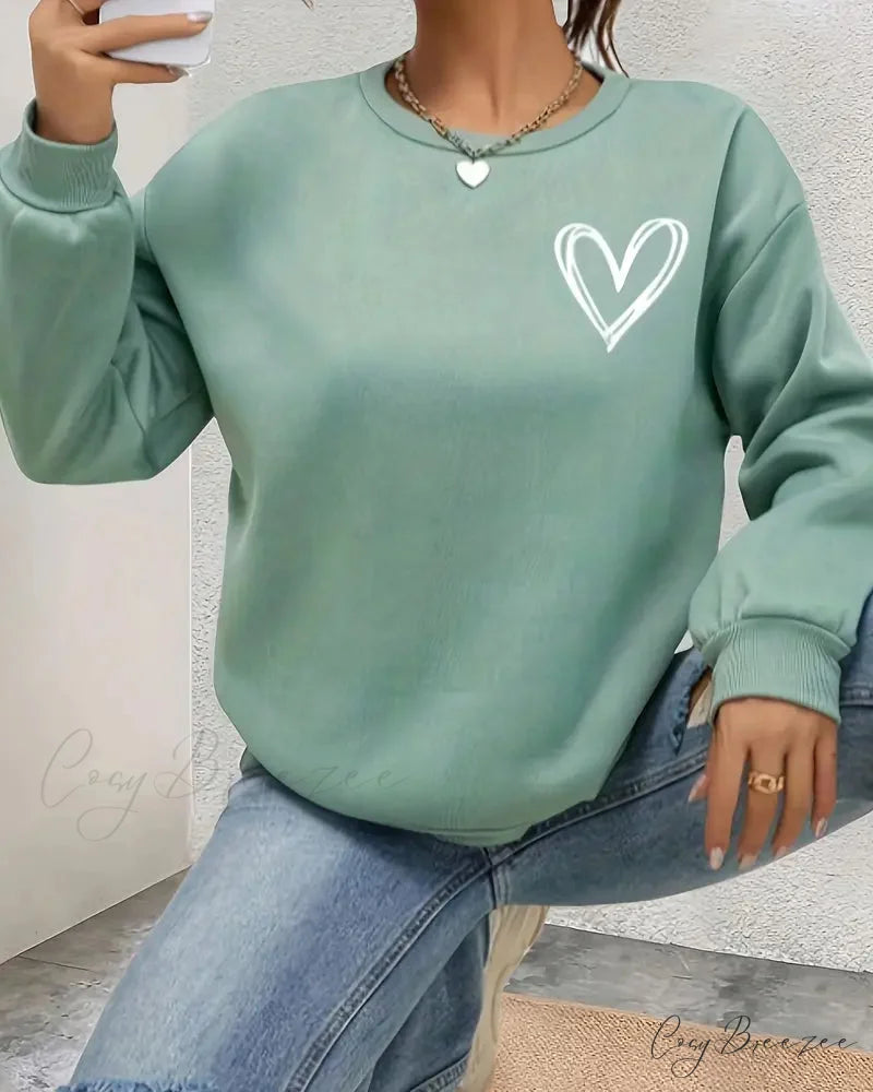 Heart in Sweatshirt Solid Design Color
