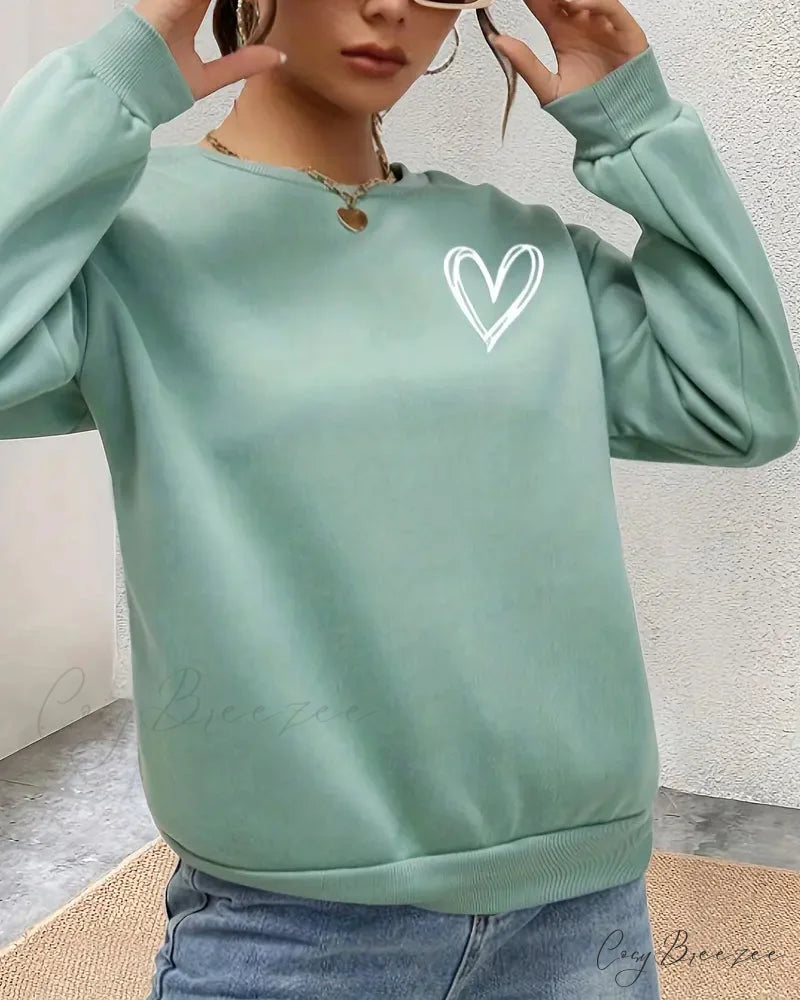 Heart in Sweatshirt Solid Design Color