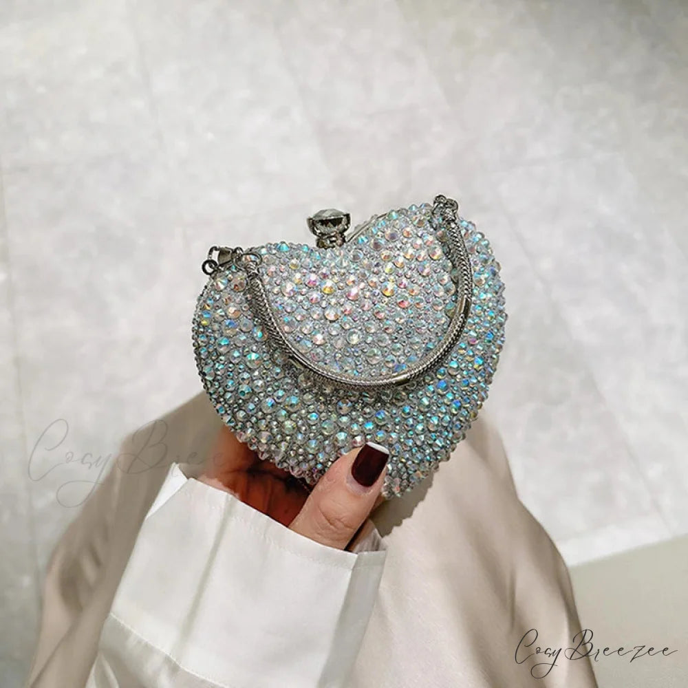 Heart Shape Crystal Rhinestone Evening Clutch Bag clutchbag-250126