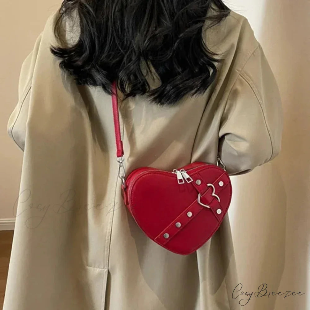 Heart Shaped PU Leather Bag shoulder-250126