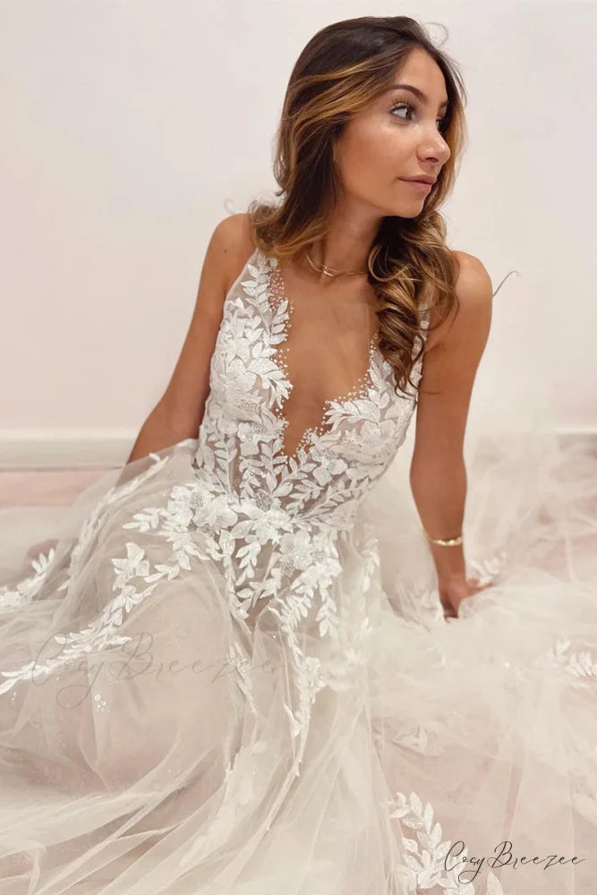 Heavenly Love A-Line Trendy Backless Wedding Dress