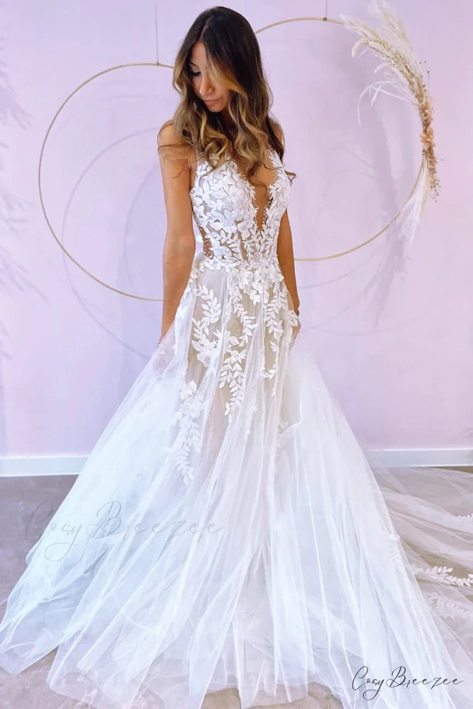 Heavenly Love A-Line Trendy Backless Wedding Dress