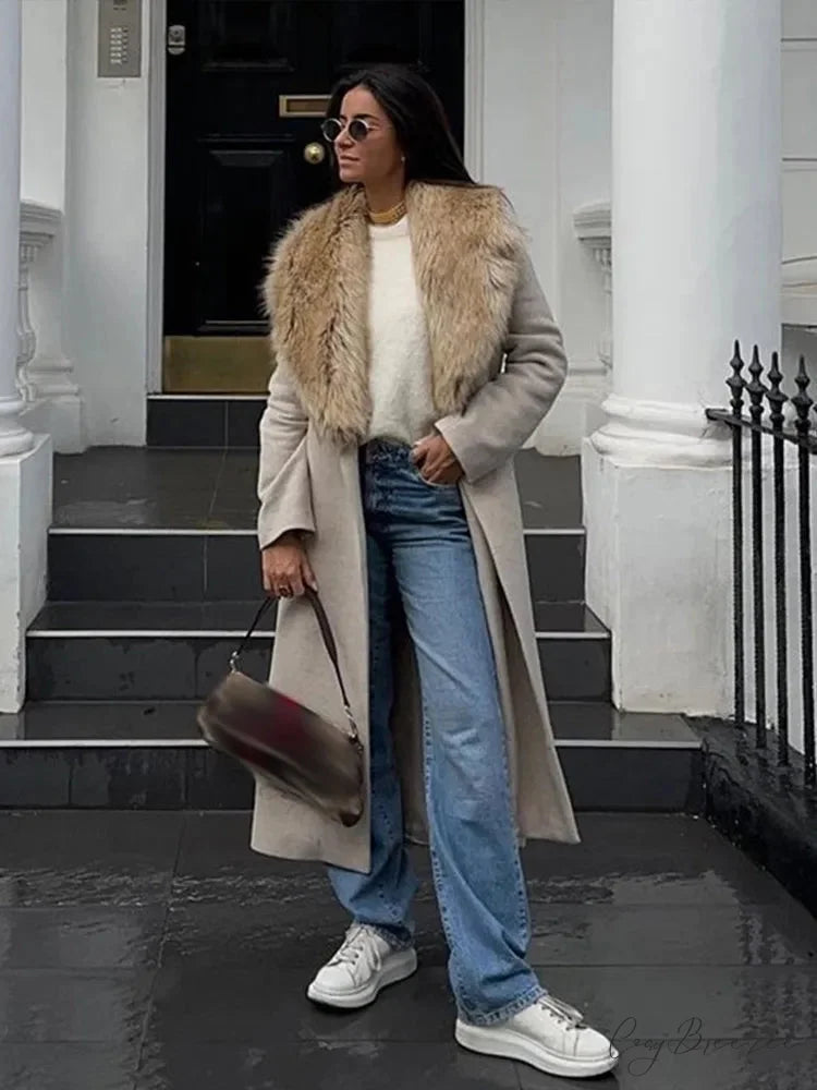 Hidden Button Lapel Maxi Winter Coat overcoats-241228