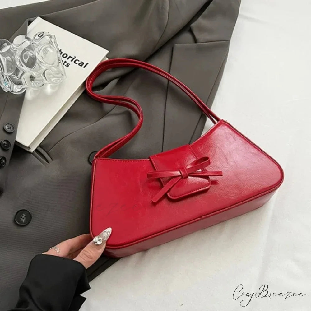 High-Grade Retro PU Leather Underarm Bag Red shoulder-250126