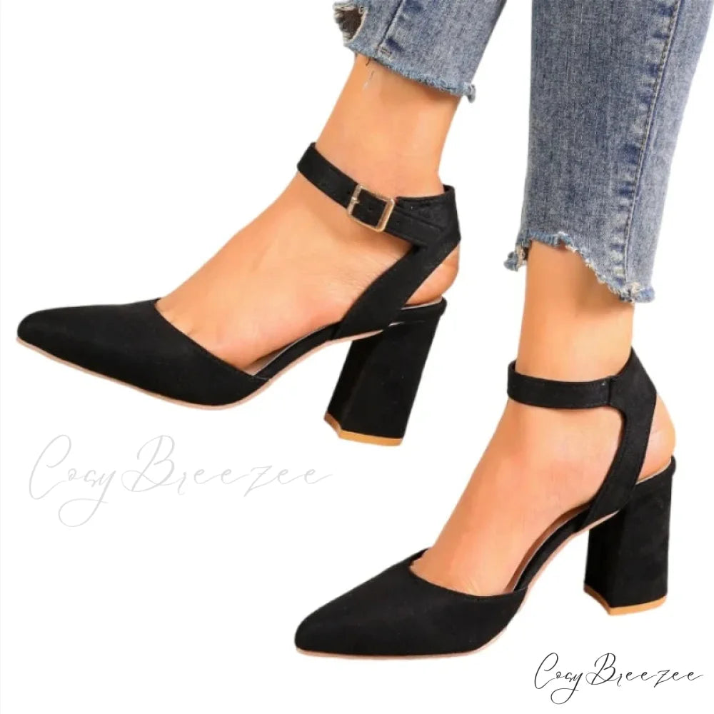 High Heel Pointed Summer Trend Fashion Suede Chunky Shallow Sexy Low Heel Pump