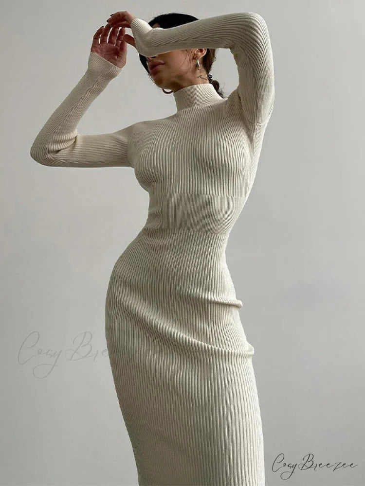 High Neck Rib Knit Pullover Sweater Sophisticated Wide Leg Pants Matching Set - Red
