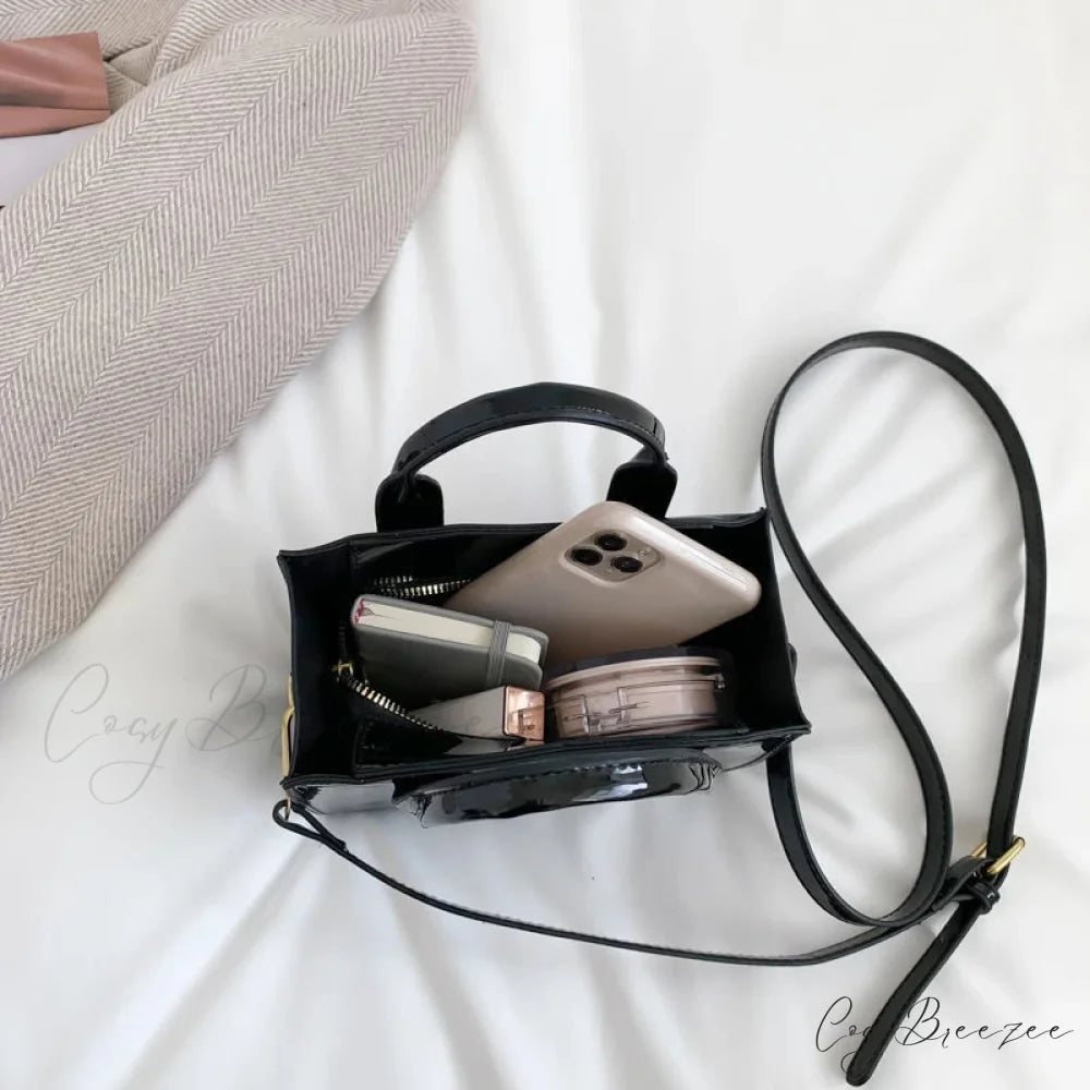 High-Quality PU Leather Solid Color Crossbody Handbag handbag-250126