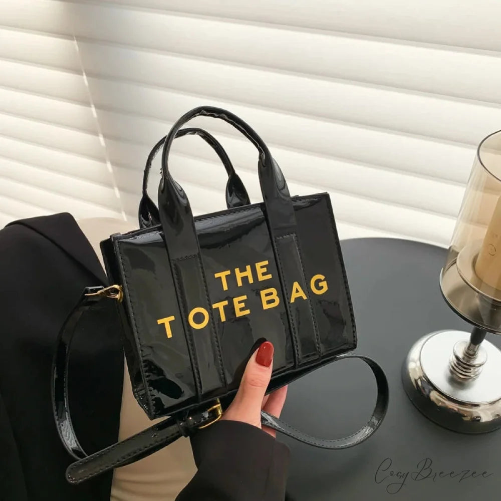 High-Quality PU Leather Solid Color Crossbody Handbag black shoulder bag / 18X14X8cm handbag-250126