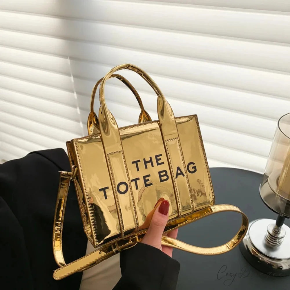 High-Quality PU Leather Solid Color Crossbody Handbag golden Shoulder Bag / 18X14X8cm handbag-250126