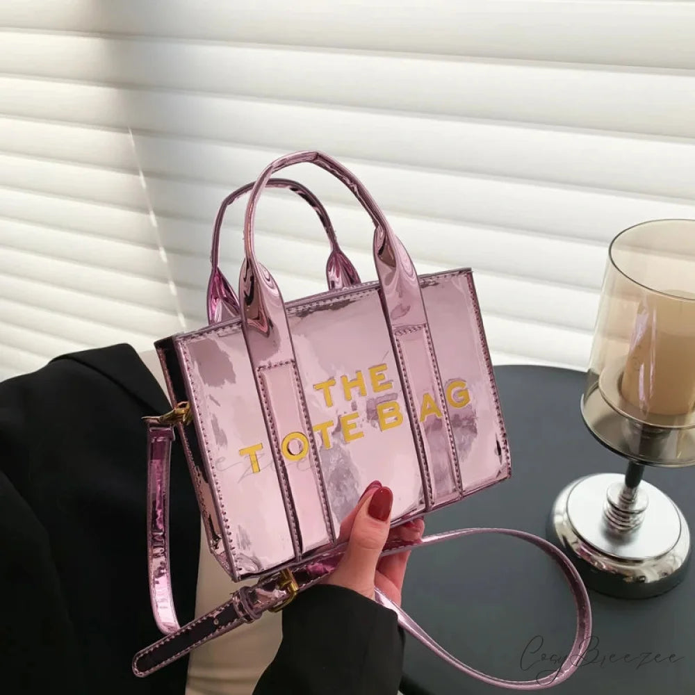 High-Quality PU Leather Solid Color Crossbody Handbag Pink Shoulder Bag / 18X14X8cm handbag-250126