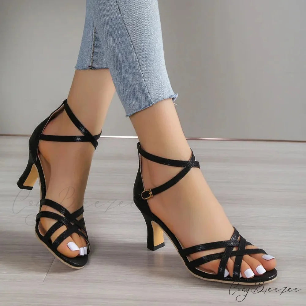 High Quality Stylish Open Toe Fish Mouth Summer Ladies Designer Low Heel Pump Black / 35