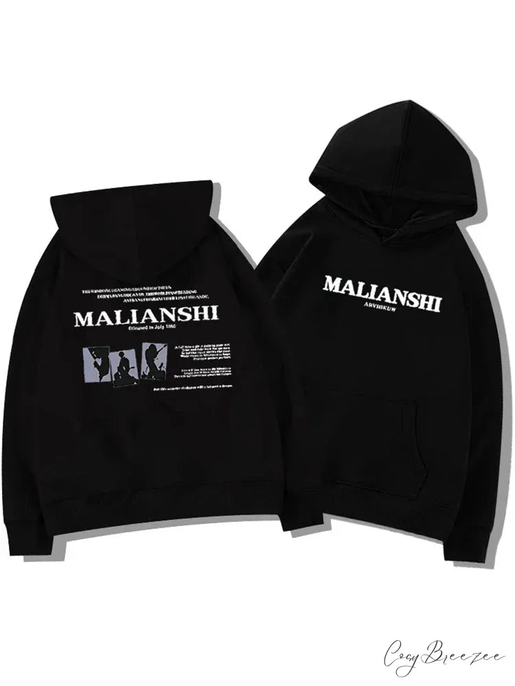 High Street Letter Print Hip Hop Hoodie Black / M(40-50KG) hoodies-241228
