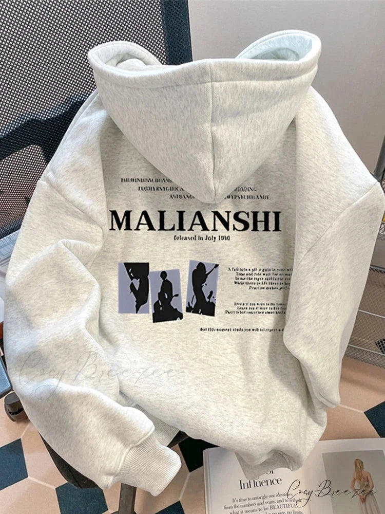 High Street Letter Print Hip Hop Hoodie GRAY / M(40-50KG) hoodies-241228