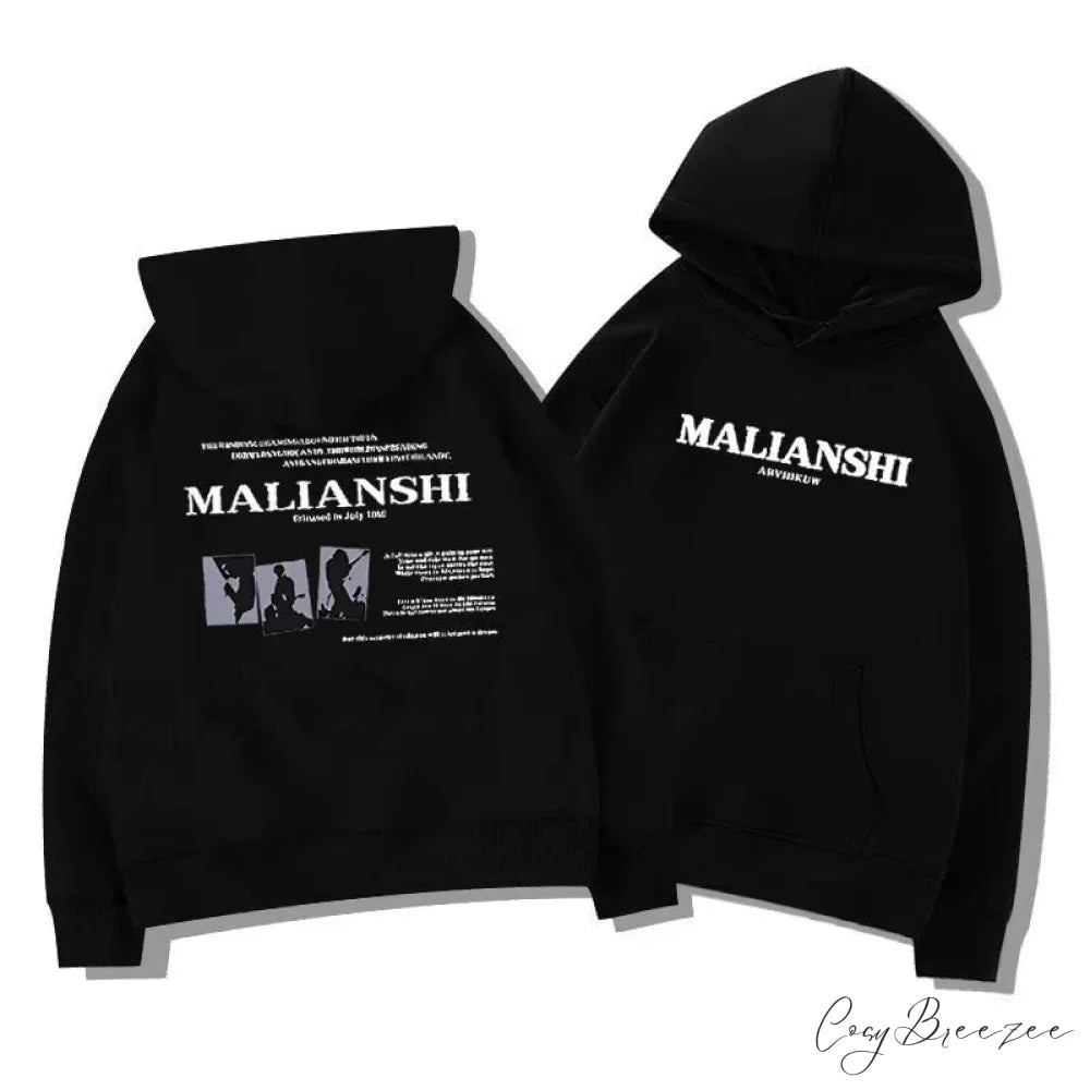 High Street Letter Print Hip Hop Hoodie hoodies-241228