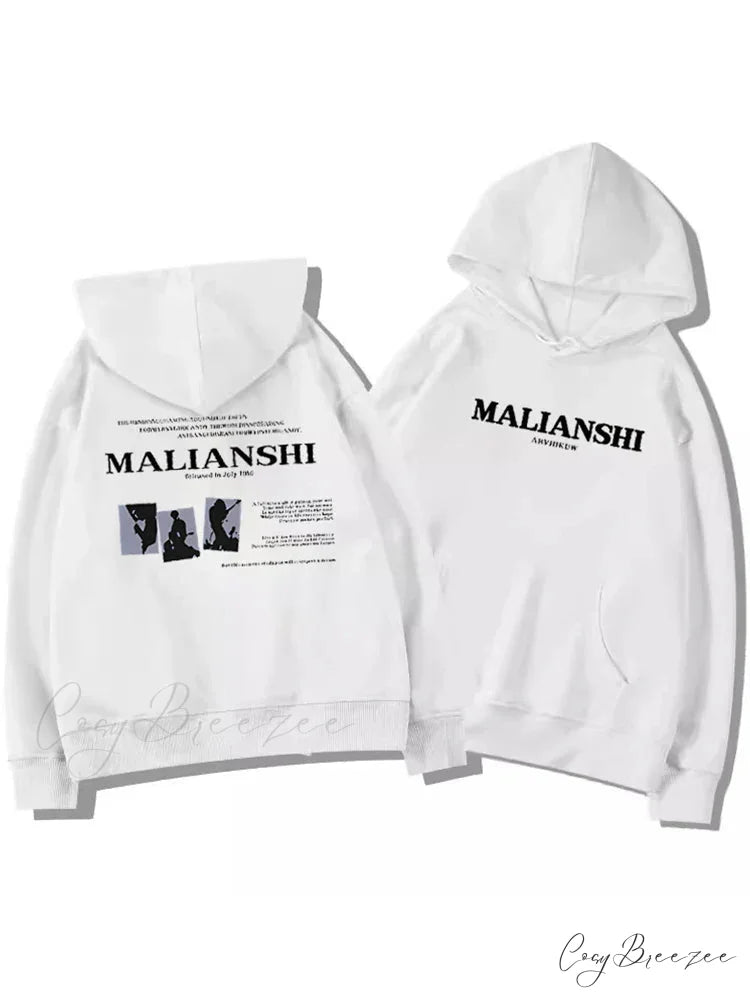 High Street Letter Print Hip Hop Hoodie WHITE / M(40-50KG) hoodies-241228