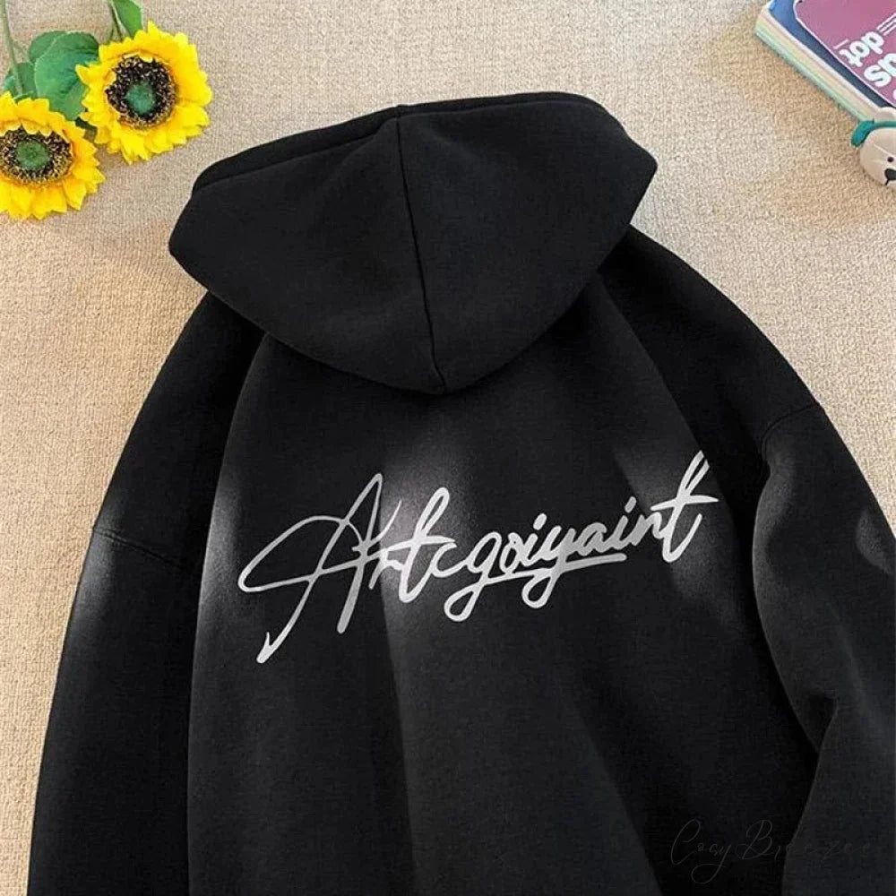 High Street Letter Print Oversized Hoodie hoodies-241228