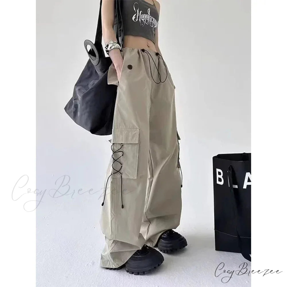 High Street Pleated Relaxed Pants Khaki / S pants-241228