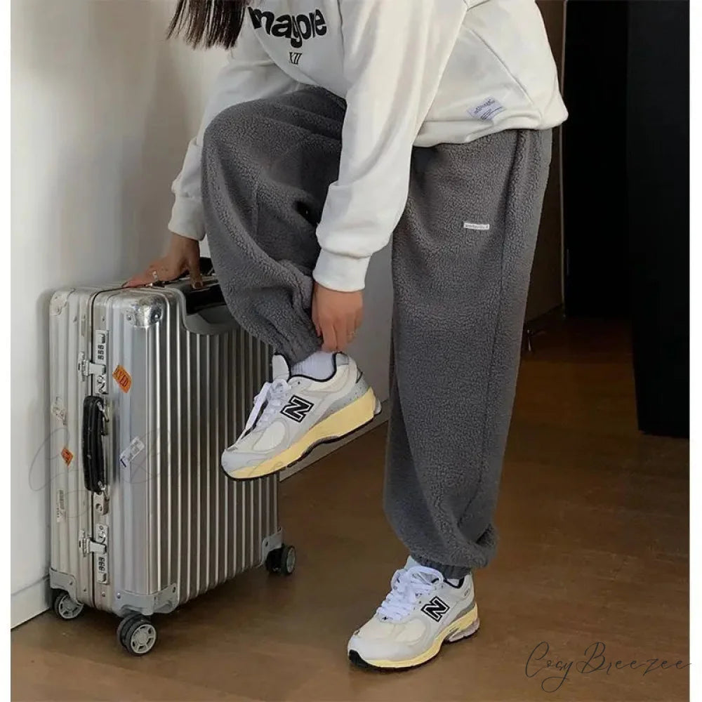 High Waist Grey Baggy Pants pants-241228