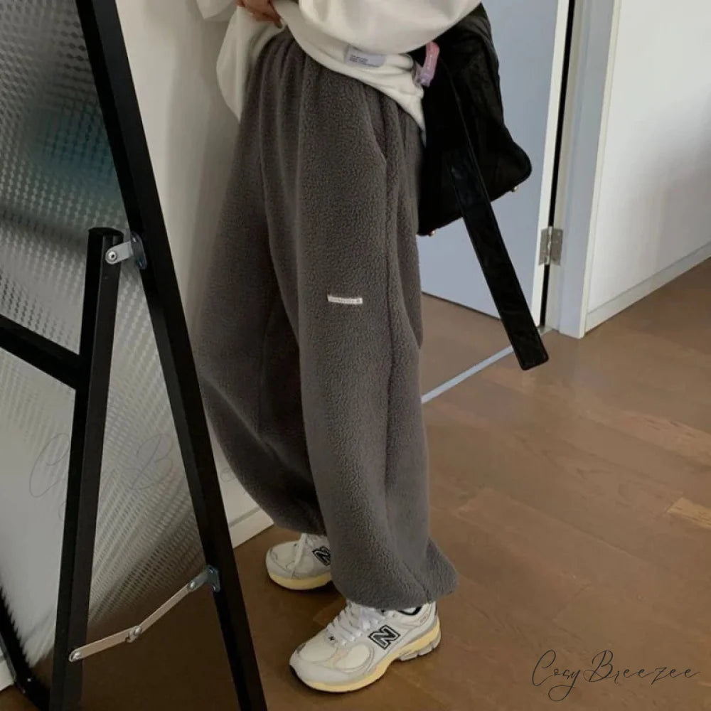 High Waist Grey Baggy Pants Gray / S pants-241228