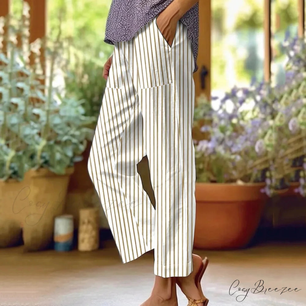 High Waist Loose Fit Straight Pants Khaki / S pants-241228